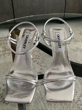 Caverley Silver Metallic Ankle-Strap Heels 38